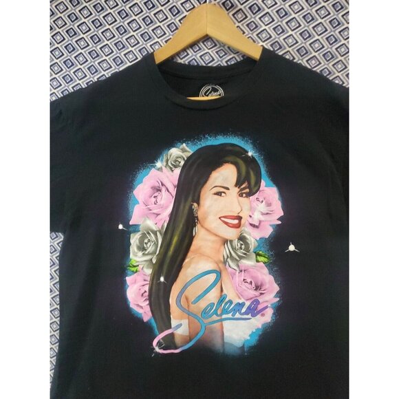 Selena Com Una Flor Black T-Shirt Men's Size XL NEW NWOT - Picture 2 of 13